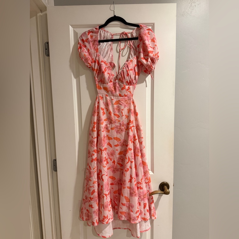 Floral Pink and Orange Women's Dress